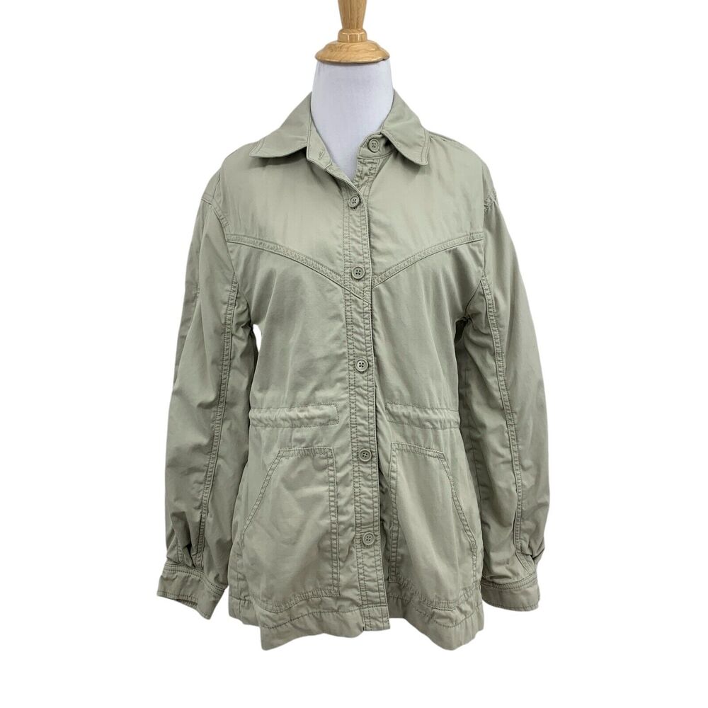Abercrombie & Fitch Shacket Womens XS Extra Small Sage Lightweight Safari Shirt